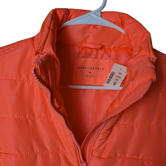 New Abercrombie & Fitch Bright Vibrant Puffer Puffy Pink Vest Zipper Pockets M - Picture 9 of 9